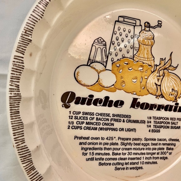 Quiche Lorraine Dish Country Harvest 11” with Recipe on it - Preowned - Picture 2 of 8